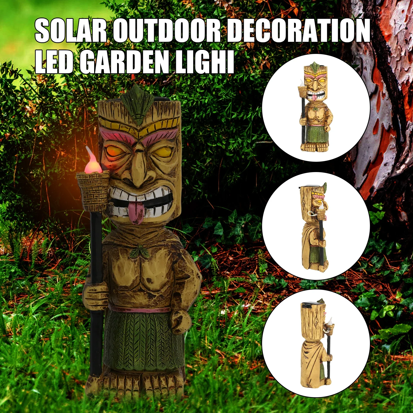 Tiki Solar LED Decorative Garden Lights Mayan Totem Statue Decorations Ins Wind Garden Lights Lawn Garden Lights Craft Ornaments