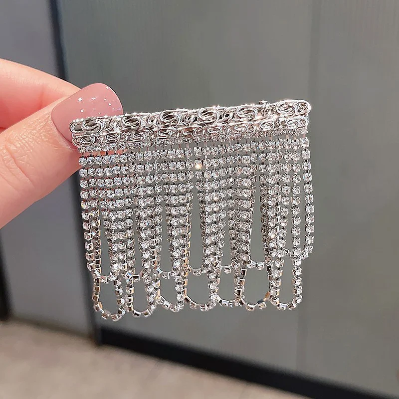 

Заколка для волос с кисточками женская, милый и крутой зажим для волос с геометрическим цирконием, модная Заколка-невидимка с покрытием из с...