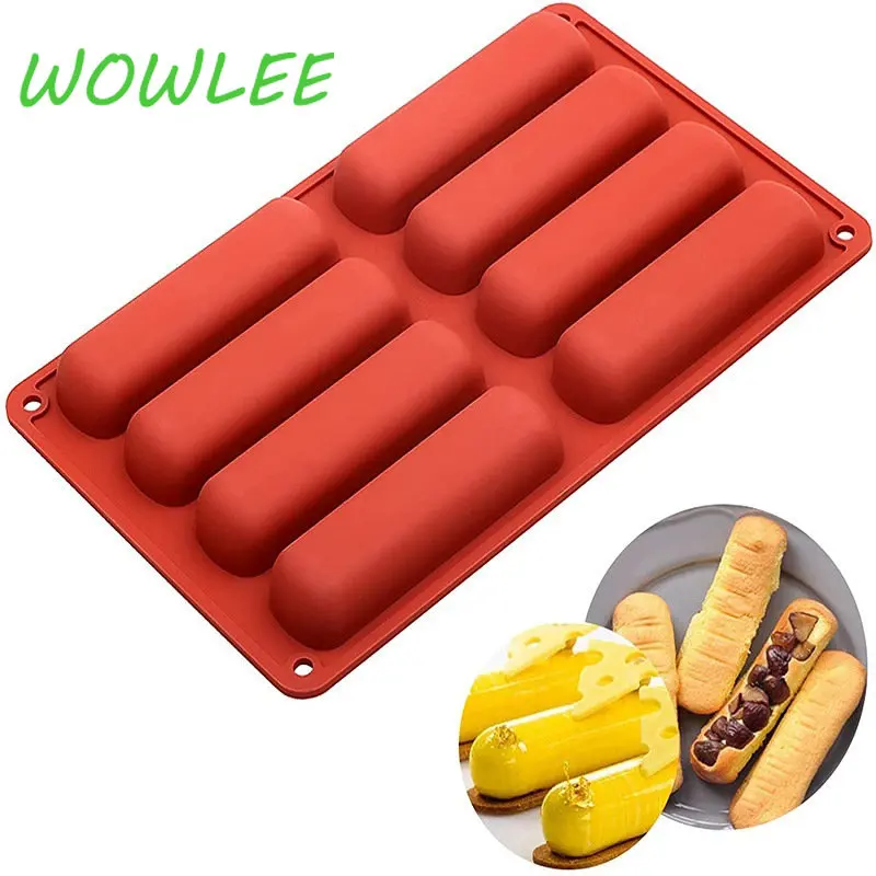 

Silicone Forms Long Strip Finger Biscuit Mold 8 Holes Oven Cake Puff Ice Mould Tray Bakeware DIY Kitchen Baking Tools