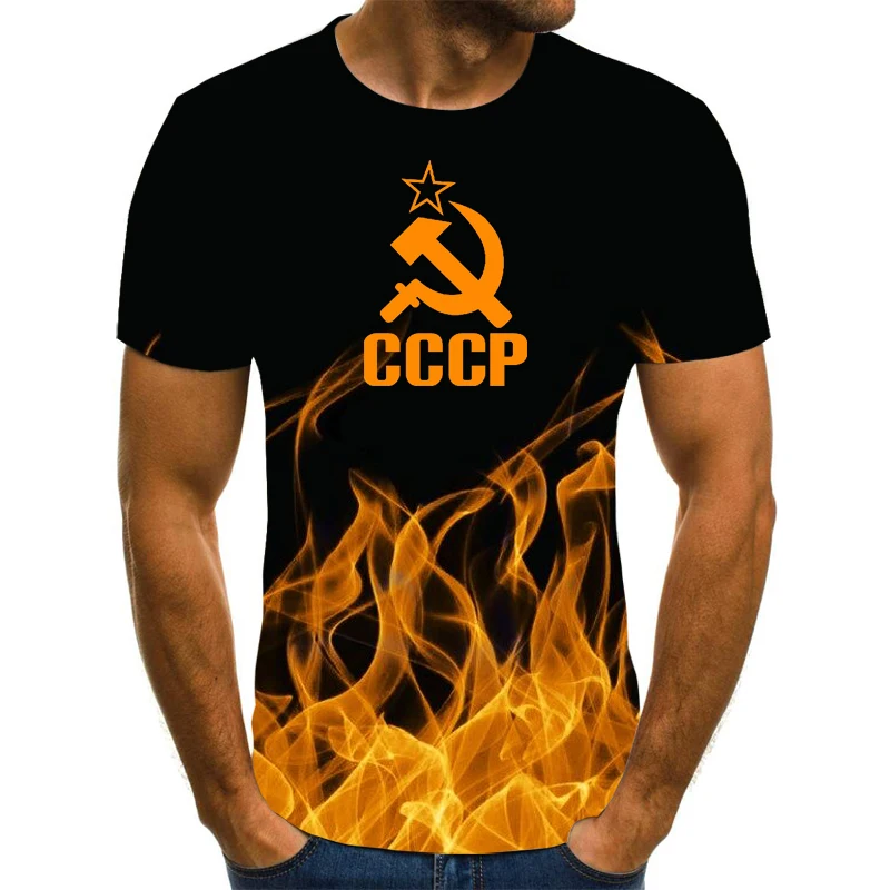 Модная футболка с круглым вырезом для мужчин 3D-печать логотип CCCP ранний