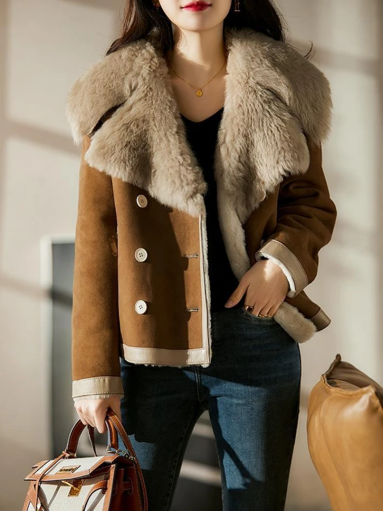 Fashion Retro Coat Women's Lapel Fur One-piece Imitation Fur Short Coat Winter New Temperament Warm Short Winter Coat Women 2022