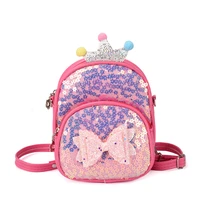 bow sequins childrens bag cute princess pu backpack kindergarten girl backpack small school bags 1 3 5 years old mini bags
