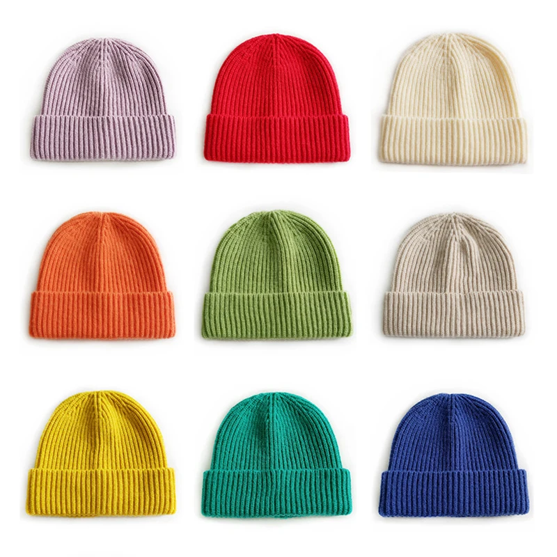 

Boys Girls Baby Cute Casual Dome Solid Candy Color Hat Winter Children New Knitted Beanie Warm Caps for Child Photography Props