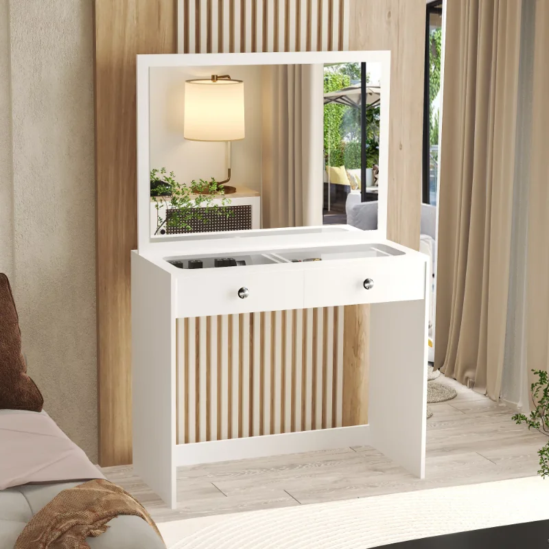 

Boahaus Doris Modern Vanity Table, White Finish, for Bedroom makeup table vanity desk vanity table with drawers