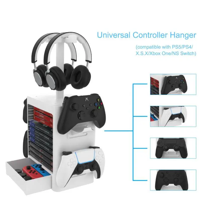 

Storage Rack Storage Shelf Game Disk Tower Rack Switch Accessory For Professional Controller Headset Game Card For Ps5 Switch