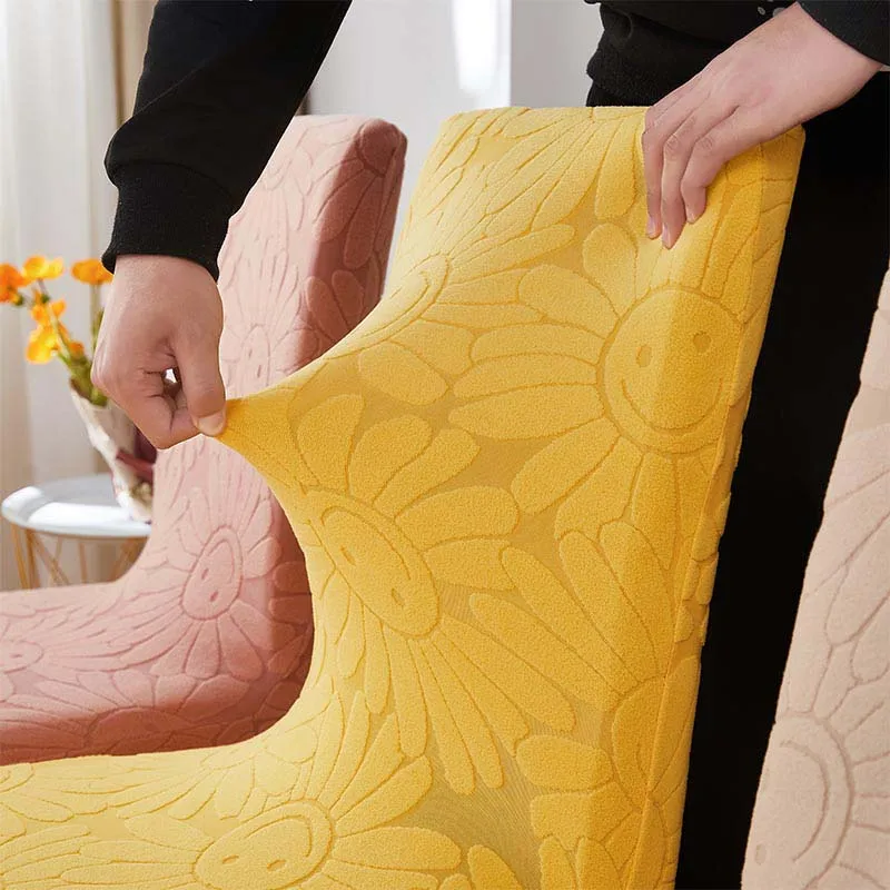 Embossed Stretch Dining Chair Cover With Back Jacquard Velvet Covers For Chairs Kitchen Extensible Wedding Home |
