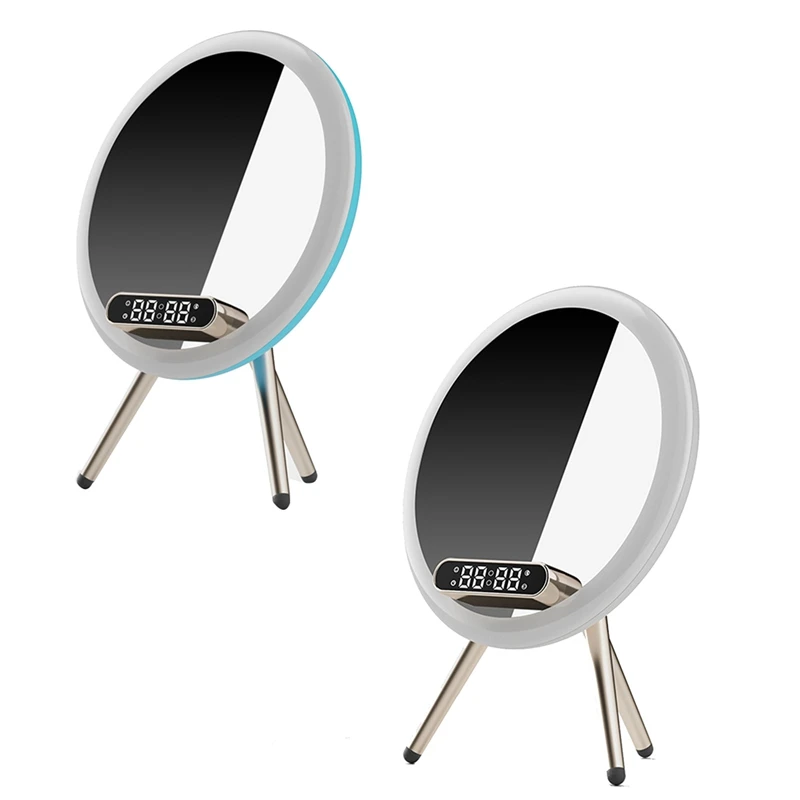 

FULL-Magic Mirror Wireless Bluetooth Audio Speaker Desktop Fill Light Makeup Mirror AI Voice Control Desktop Speaker