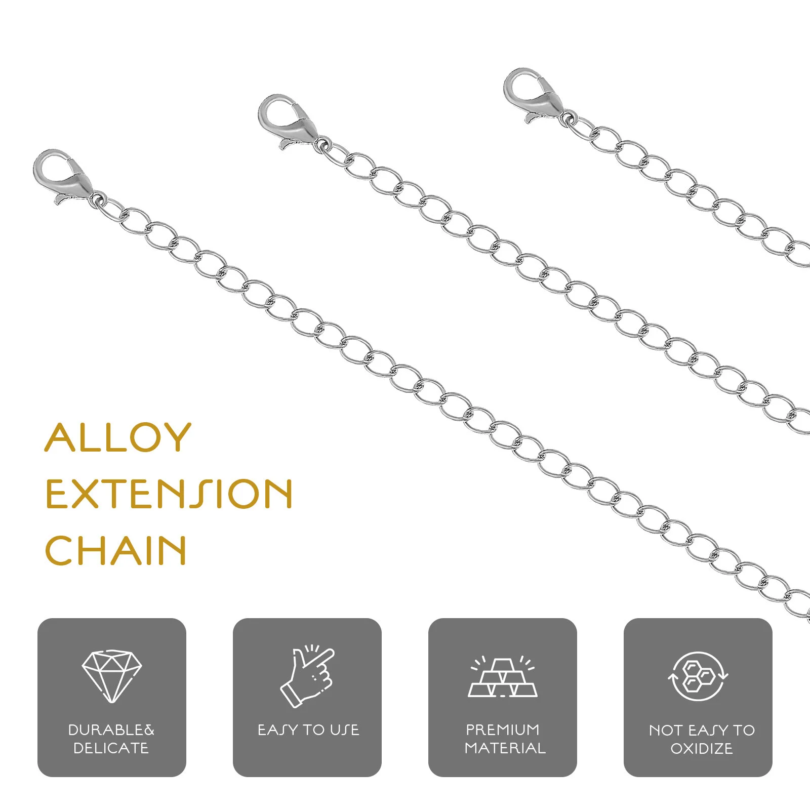 12 Pcs Charm Rose Gold Bracelet Chain Extenders Long Necklace Jewelry Making Alloy