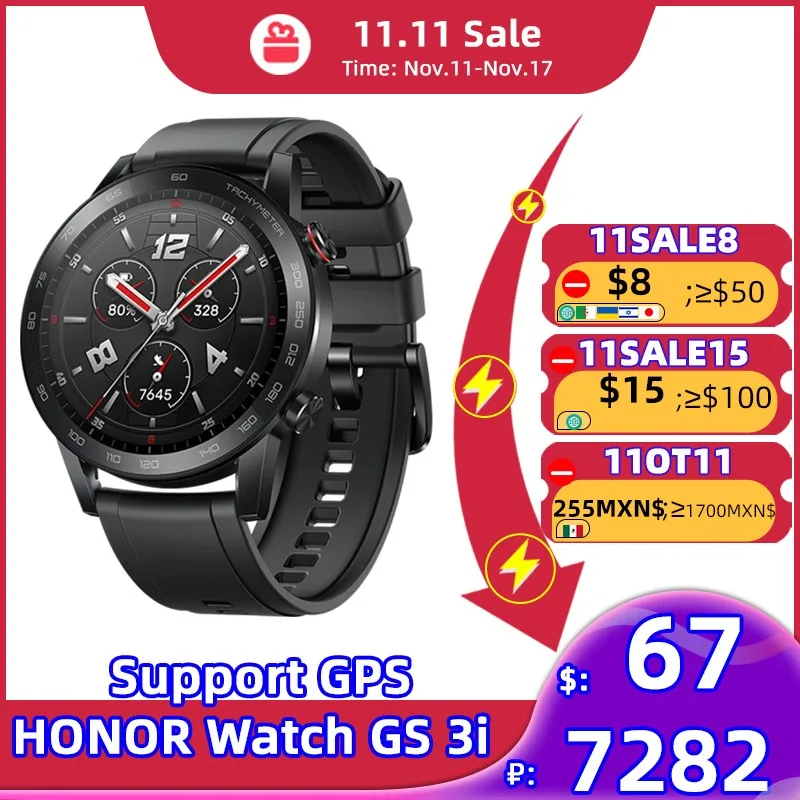 

HONOR Watch GS 3i Smart Watch GPS Blood Oxygen Monitor 1.39'' AMOLED Color Screen Smart Watch GPS 5ATM Bluetooth Watch