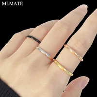 2mm stainless steel ring rose gold silver black 4 color anti allergy smooth simple personalized custom women wedding rings