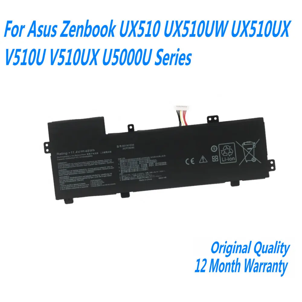 Новый аккумулятор для ноутбука 11 4 В 48 Втч B31N1534 3ICP7/60/80 серии Asus Zenbook UX510 UX510UW UX510UX V510UX
