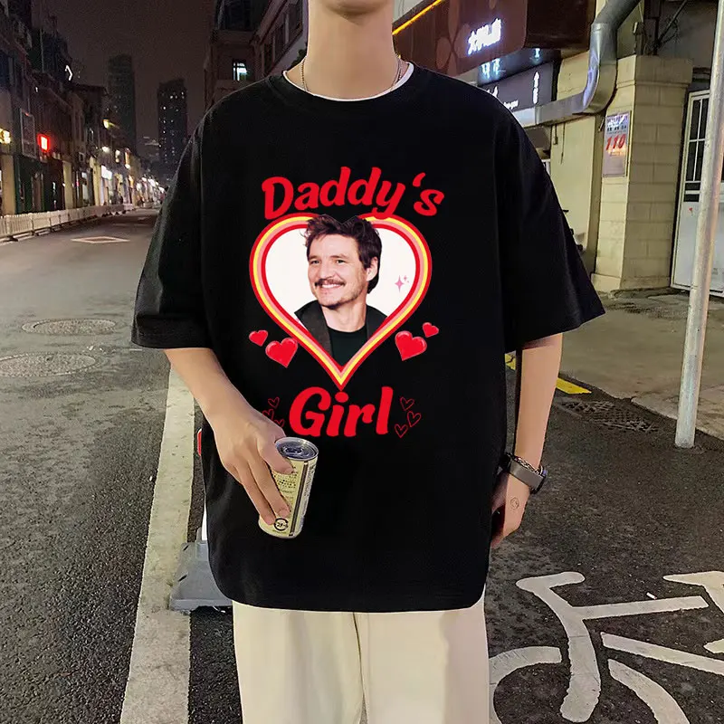 

Funny Pedro Pascal Oversized Graphic T Shirt Daddy’s Girl Classic Movie TV Actor Tshirt Men Women Loose Vintage Cotton T-shirts