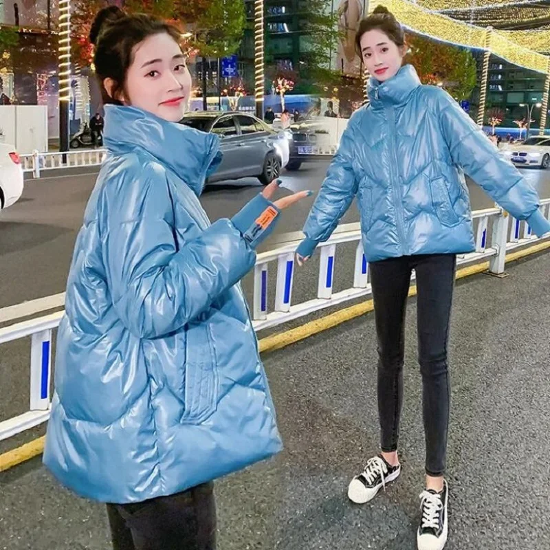 Women Short Jacket Stand Zipper Parka 2023 Winter Jacket Coat Fashion Autumn Solid Warm Casual Padded Parka Female Coat Women
