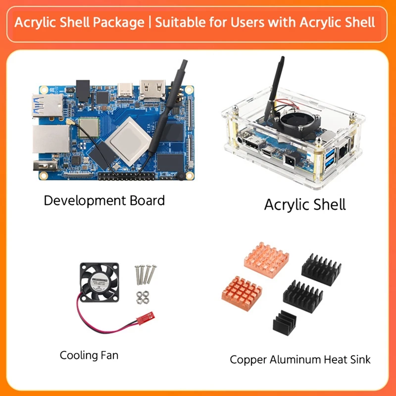 

For Qrange Pi 4 LTS Rockchip RK3399 4GB LPDDR4+Shell+Heat Sink +Cooling Fan Linux Programming Learning Development Board