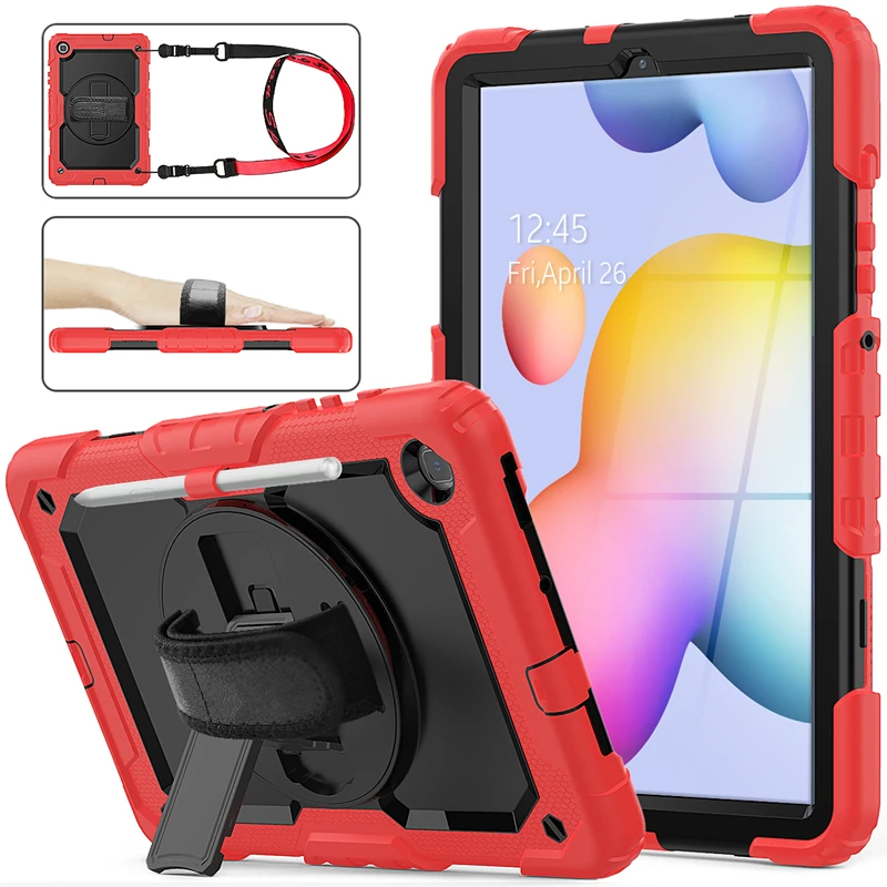 

for Galaxy Tab S6 Lite 10.4 Inch 2020 Tablet Case 360 Rotate Kickstand hand Strap for Galaxy Tab SM-P610 Tablet Protective Case