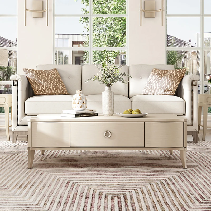 

Light luxury modern tea table small house type creative hollow edge table living room Nordic mirror tempered glass tea table can