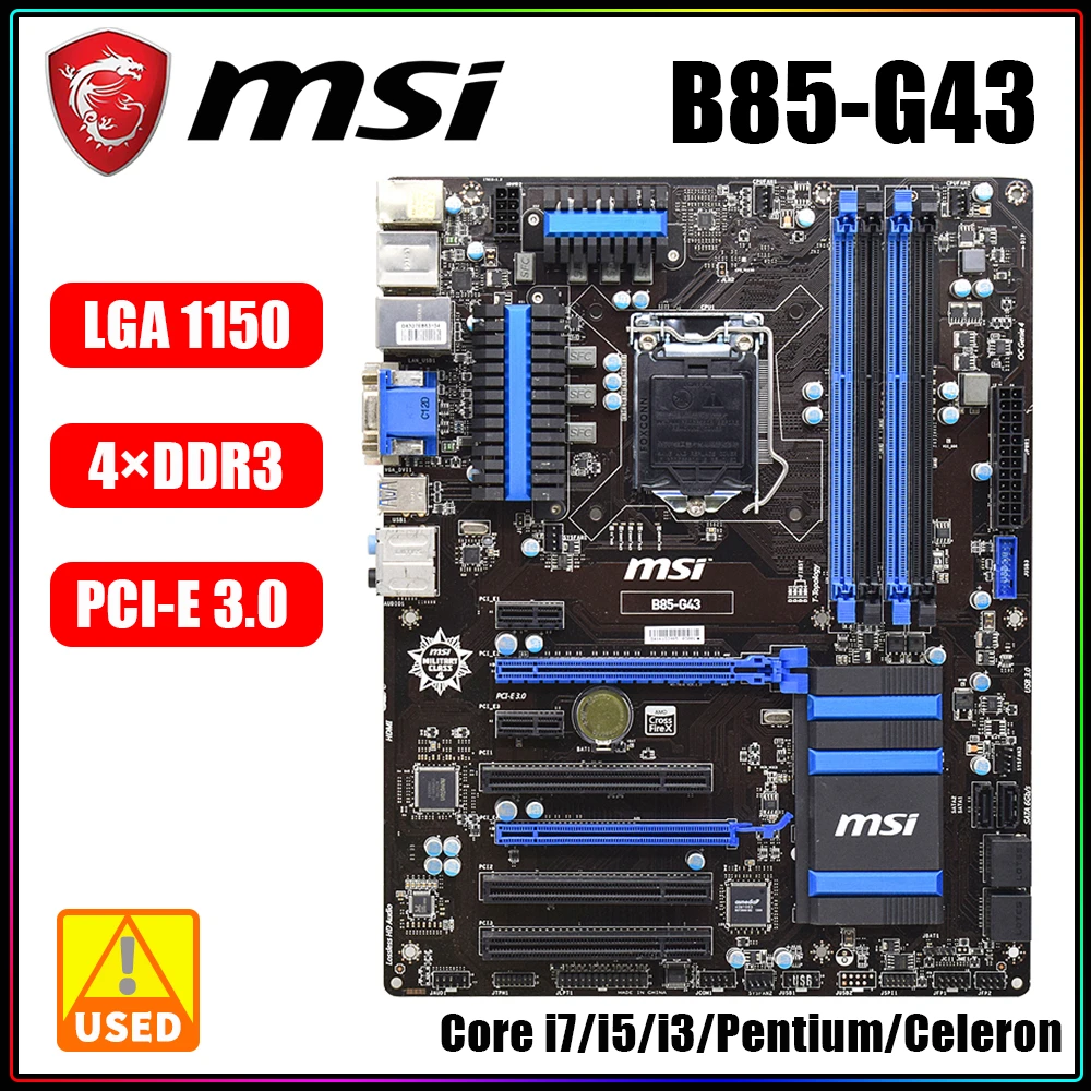 

Материнская плата MSI B85-G43 B85 DDR3 LGA 1150 материнская плата LGA 1150 i7 i5 i3 DDR3 32 Гб SATA3 UBS3.0 материнская плата