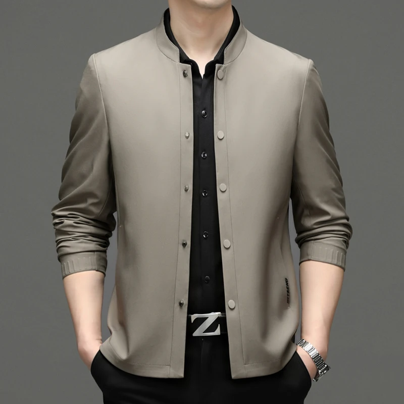 

Мужская классическая Куртка высшего качества, деловая Повседневная однотонная верхняя одежда для молодежи, весна