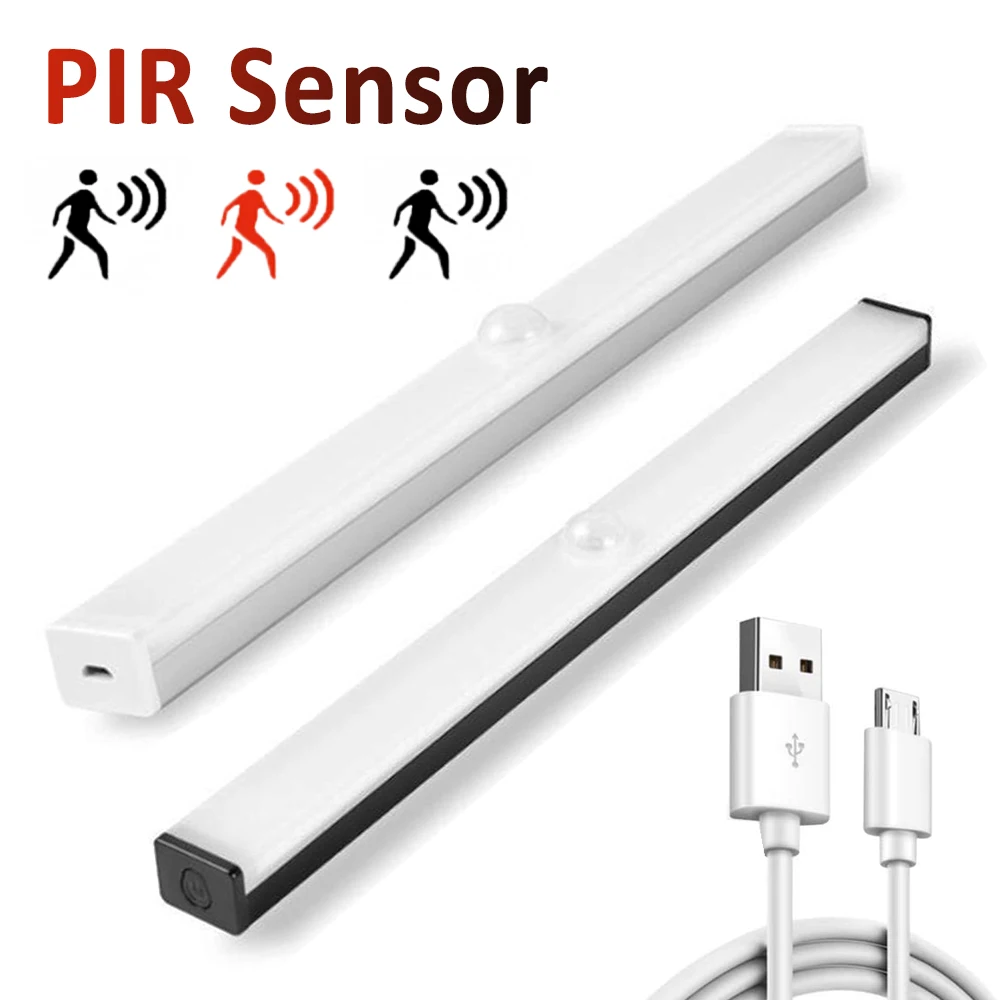 

PIR Motion Sensor Light USB Rechargeable Under Cabinet Light 6/10/14/20/34LEDs For Kitchen Stair Bedroom Wardrobe Night Lamp