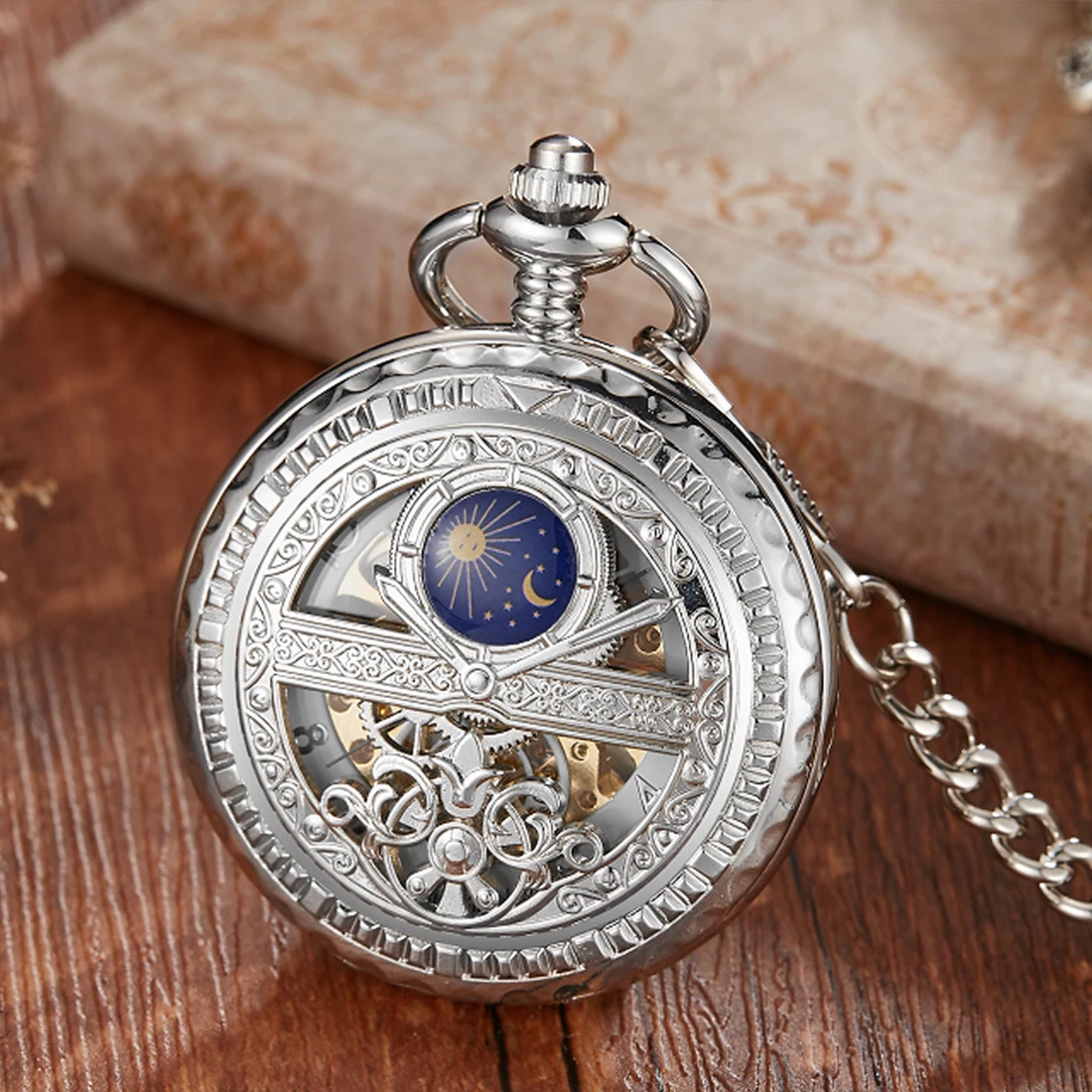 Luxury Mechanical Clock Vintage Man Pocket Watch Fob Chain Steampunk Skeleton Classic Watches for Men Chinese Factory Pendant