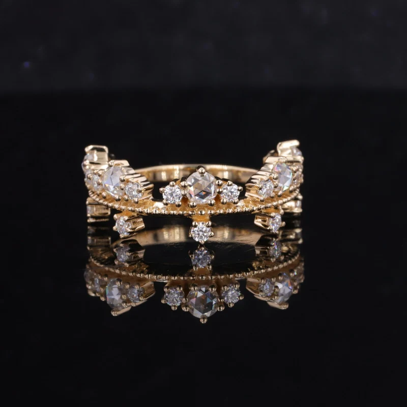 Customized Moissanite Ring  Crown Set 10k Gold Wedding Band