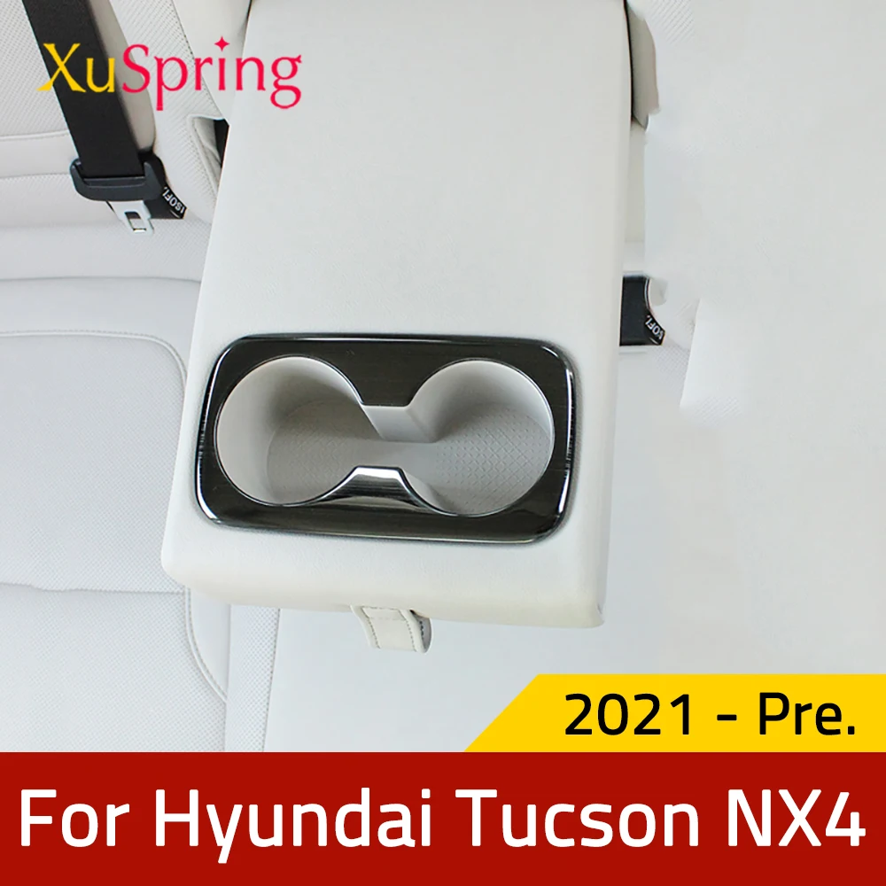 

Car Rear Seat Cup Holder For Hyundai Tucson 2021 2022 Trim Cover Stickers Bezel Frame Ring Strips Matte Brushed Garnish
