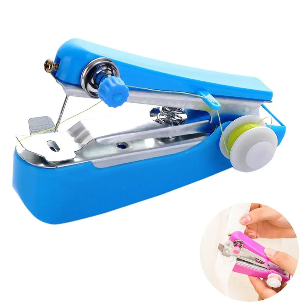 1pc Portable Mini Manual Sewing Machine Simple Operation Sewing Tools Handheld Apparel Cloth Fabric Handy Quick Needlework Tool