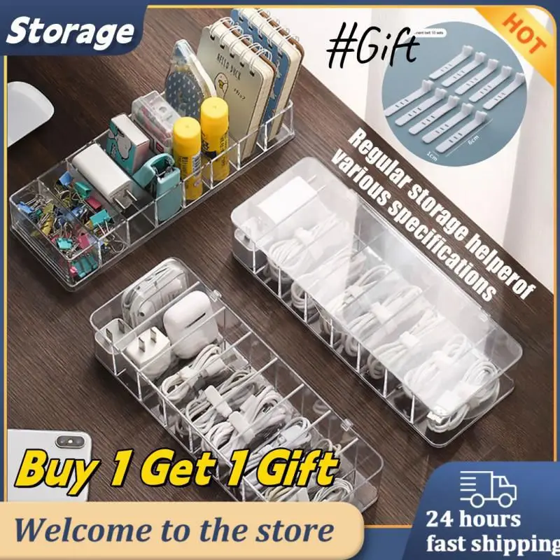 

Storage Box Hub Transparent Dustproof 8 Cells Material Phone Accessories Charging Cable Power Cord Buckle Portable Sorting Box