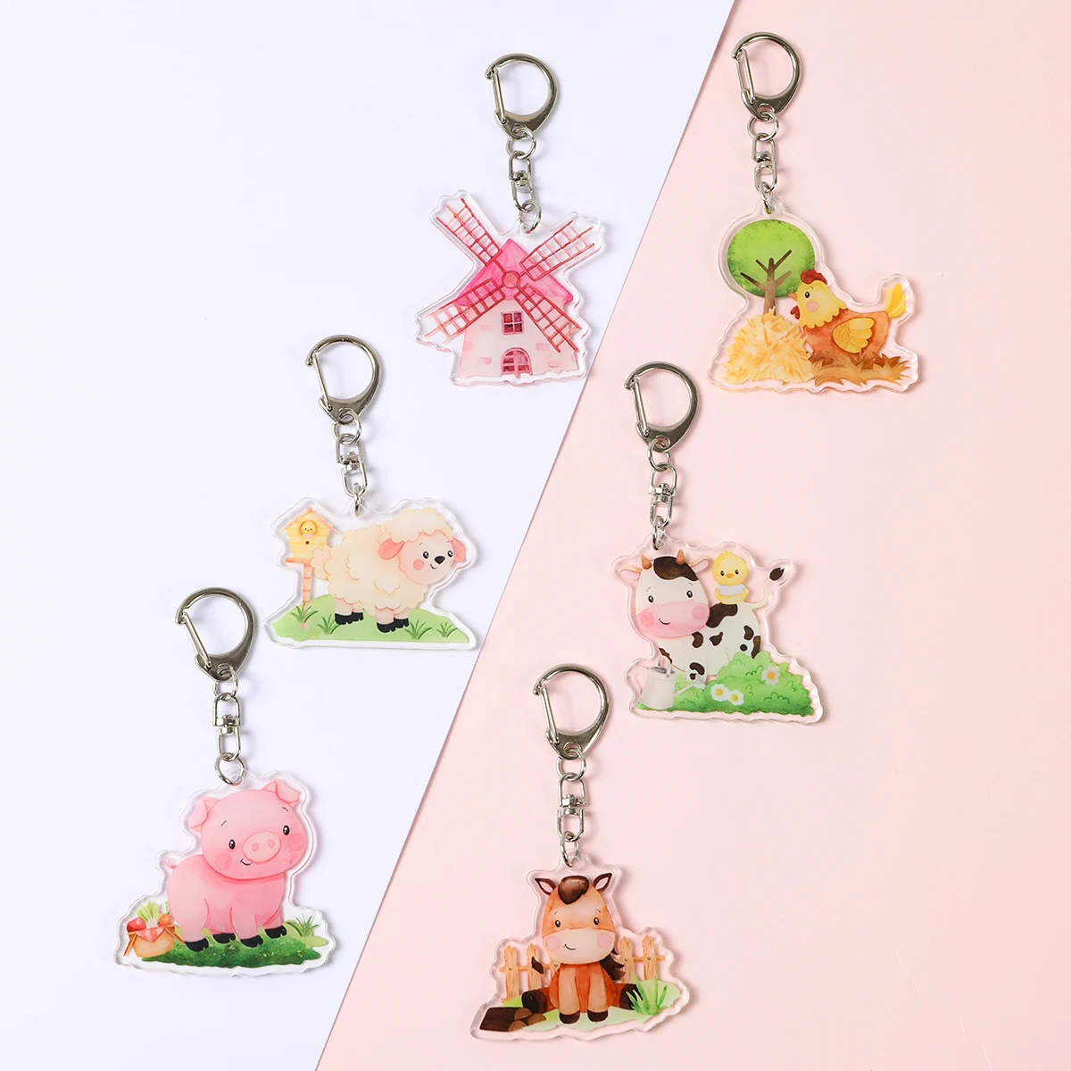 6 шт. акриловые подвески в виде животных