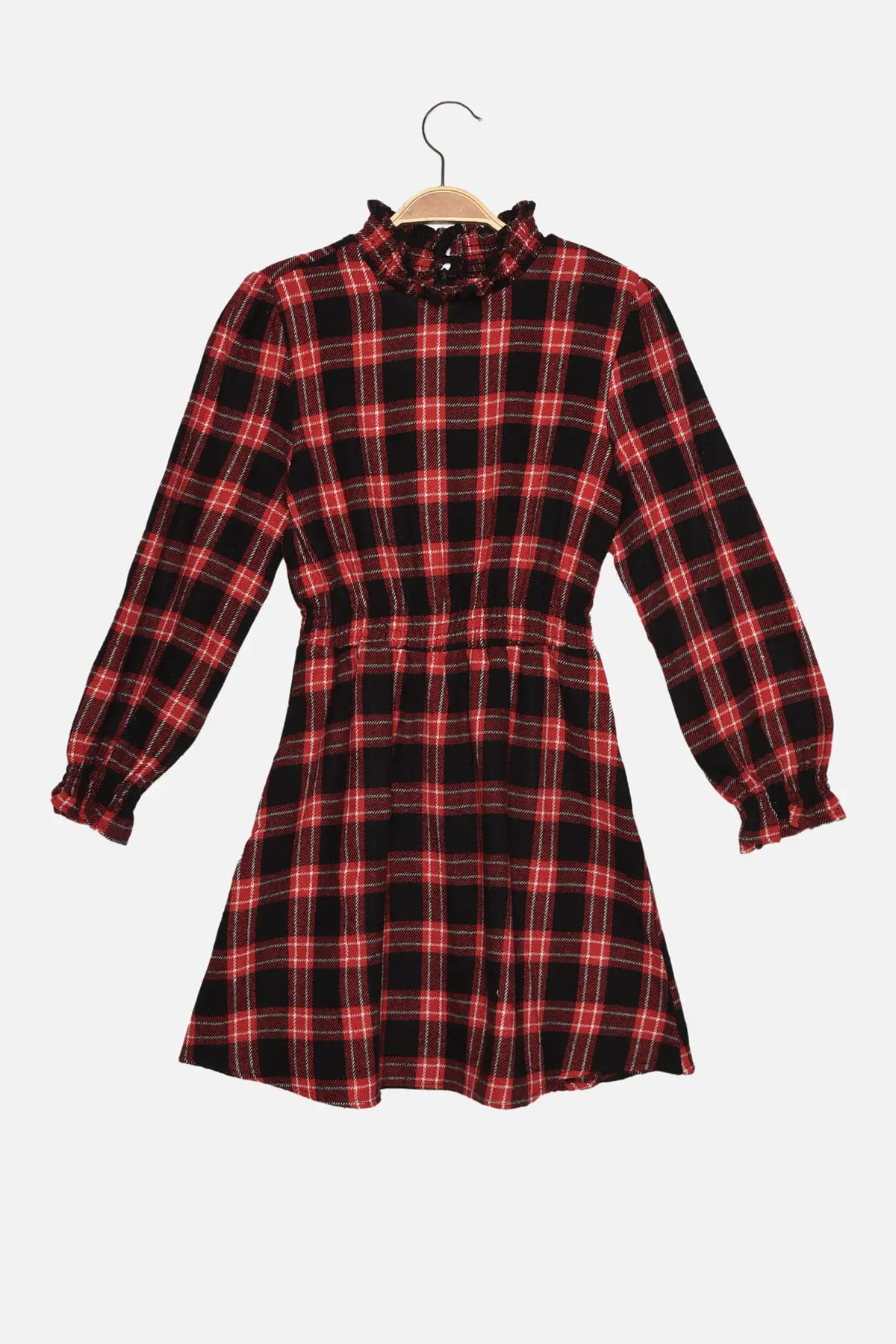 

Trendyol Petite Plaid Sheer Neckline Dress TWOAW22EL0948