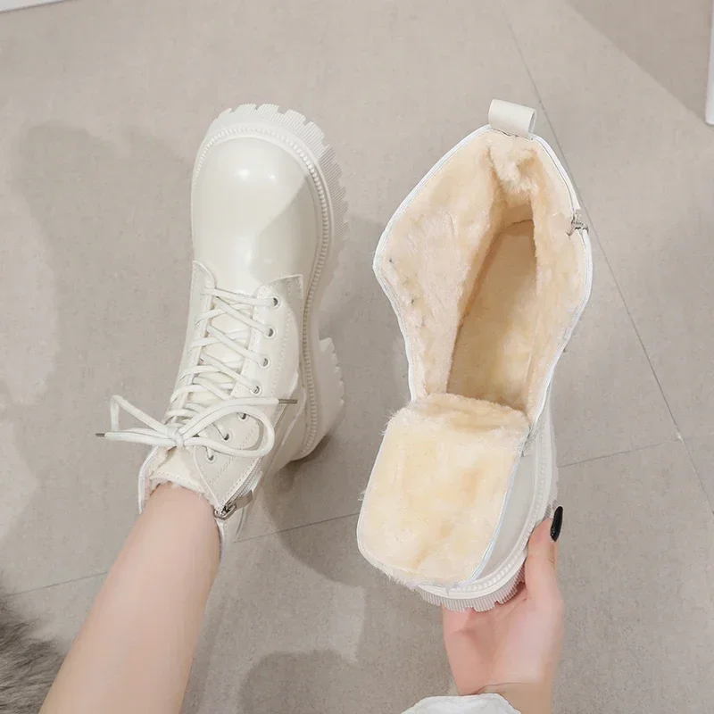 

Женские утепленные ботильоны из ПУ кожи, на нескользящей платформе