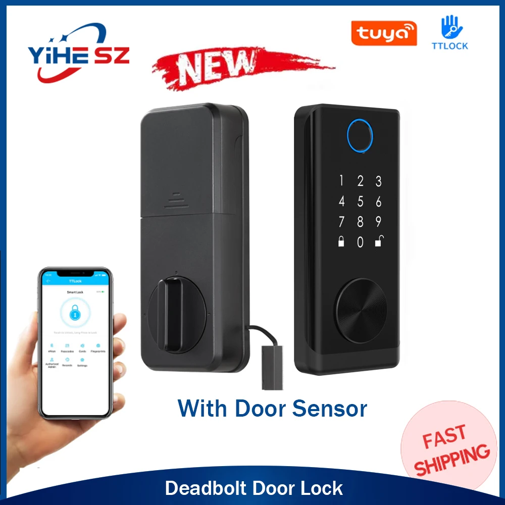 

Замок дверной со встроенным датчиком отпечатков пальцев YiHESZ TTLOCK/TUYA, автоматический замок с Bluetooth, паролем, IC-картой, Умный Замок с защелкой