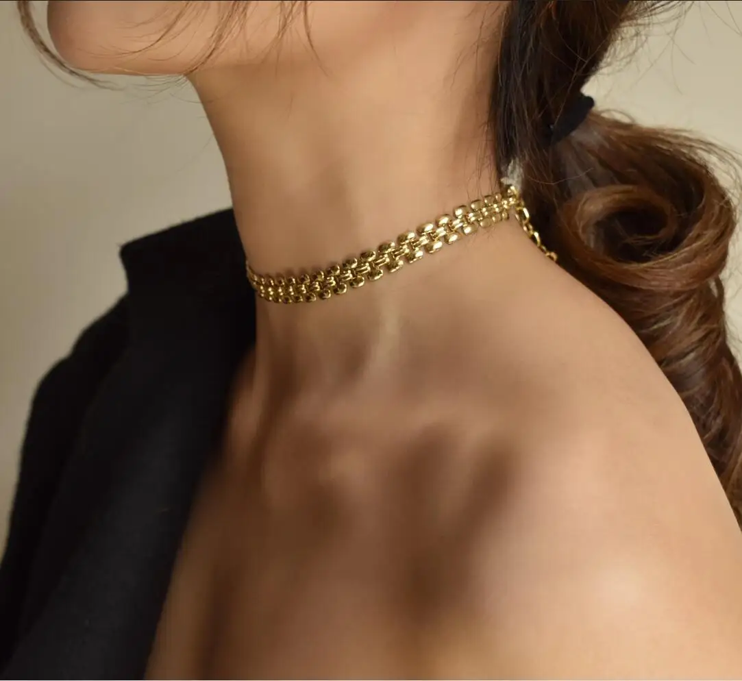 

Цепочка Женская под золото, модный роскошный ожерелье-чокер в елочку из нержавеющей стали, стильное ожерелье