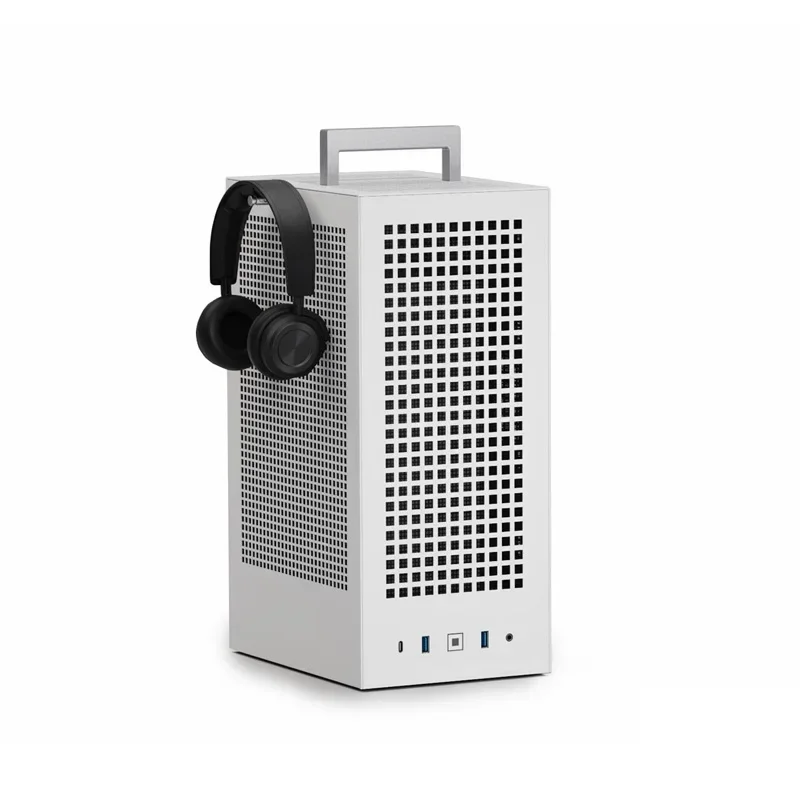 Фото Маленький корпус HYTE ITX Revolt 3, удобная ручка, быстроразъемная конструкция, металлическая сетка №5