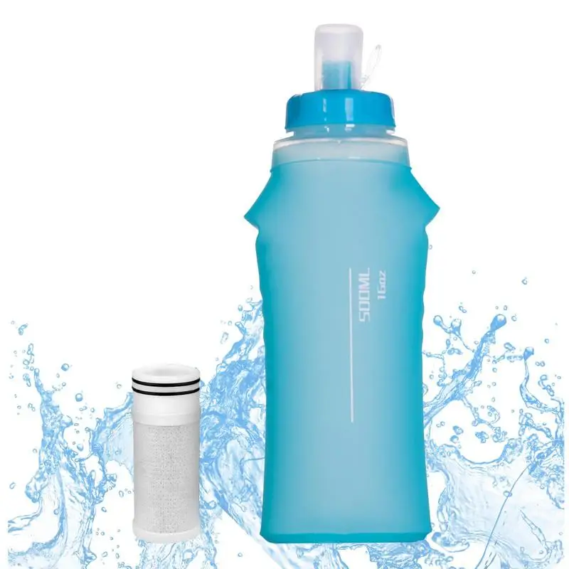 

Складная бутылка для воды, портативная бутылка для кемпинга на открытом воздухе, складные бутылки для воды с фильтром, мотивирующая вода