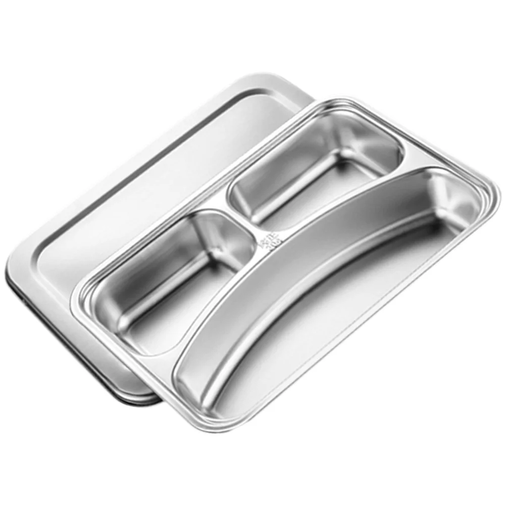 

Divider Plates Serving Utensils Lunch Trays Stainless Steel School Tableware Baby Compartment Metal Food Staff