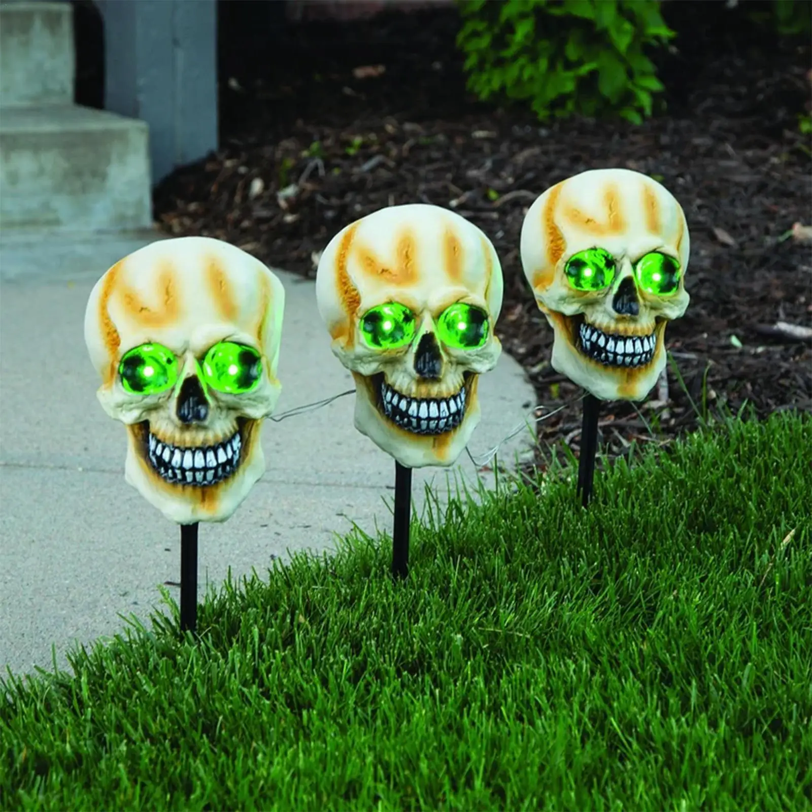 

1 шт. страшный скелет, светящийся череп, ставки для Хэллоуина, уличные украшения для хэллоуивечерние ринки, газон, реквизит для Хэллоуина, дв...