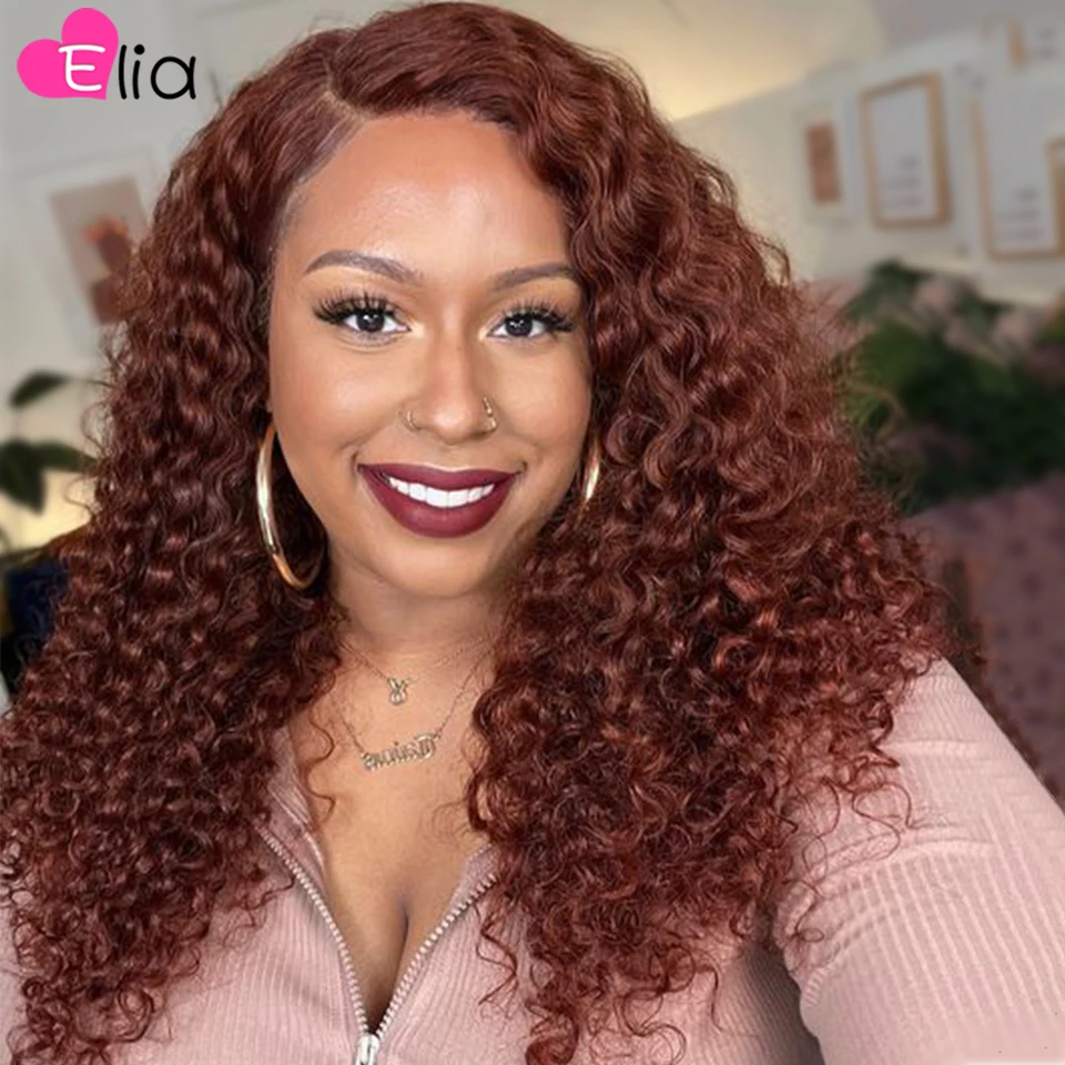 Kinky Curly Lace Frontal Human Hair Wig for Women Transparent Lace Front Wigs 13x4 Pre Plucked 4x4 Lace Closure Wig Elia Hair