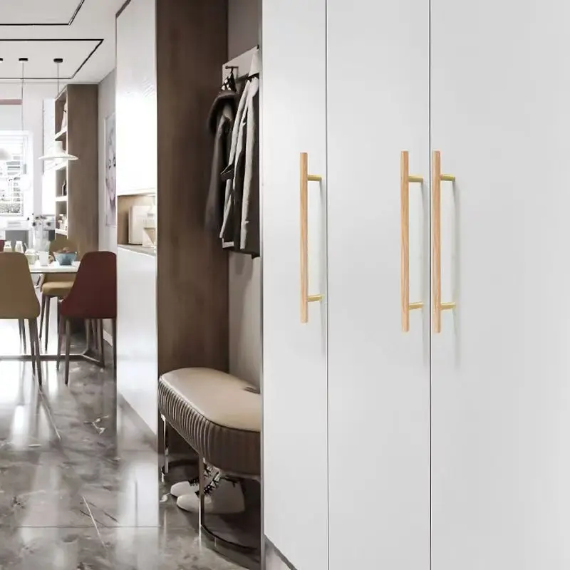 Ручка ящик из массивной древесины латунная ручка натуральная древесина