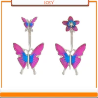 1pc butterfly belly ring flowers navel stud dripping oil belly navel jewelry stainless steel belly button ring alloy navel bar