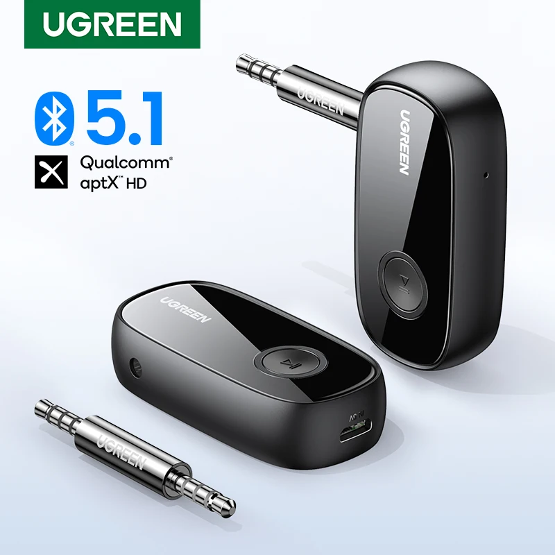 UGREEN Bluetooth Receiver 5.1 aptX HD 3.5mm AUX Jack Audio Wireless Adapter for Car PC Headphones Mic 3.5 Bluetooth 5.0 Receptor