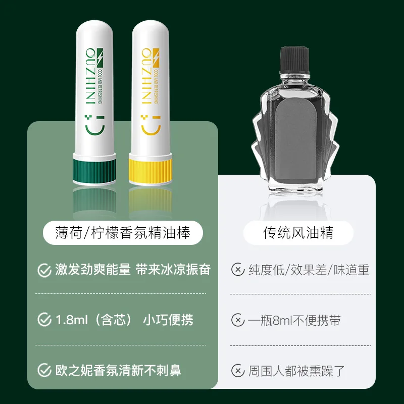 Эфирное масло с ароматом мяты перечной палочка для носа освежающее студенческое