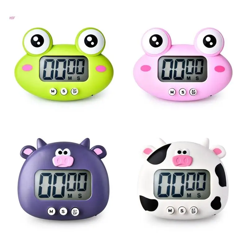 

Cute Cartoon Animal Countdown Timer for Frog/Cow Digital Cooking Timer with Invisible Stand for Cooking Bake Sport Game