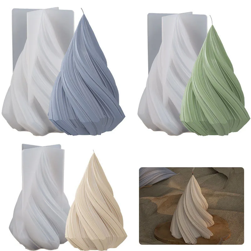 DIY Cone Candle Silicone Mold Resin Gypsum Spiral Conical Jewelry Swing Table Mold Aromatherapy Beeswax Mold Candle Making Kit