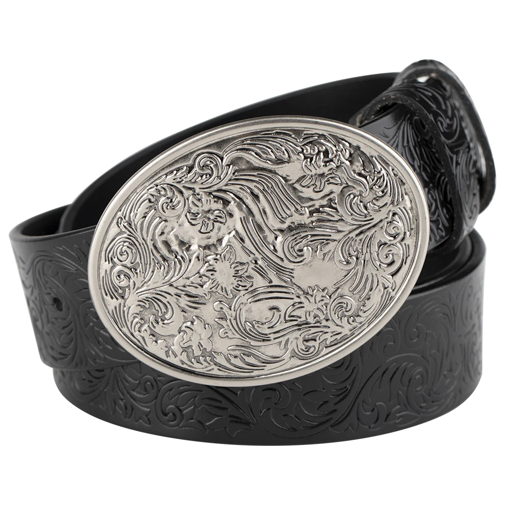 Leisure Embossed Leather Belt Personalized Pattern