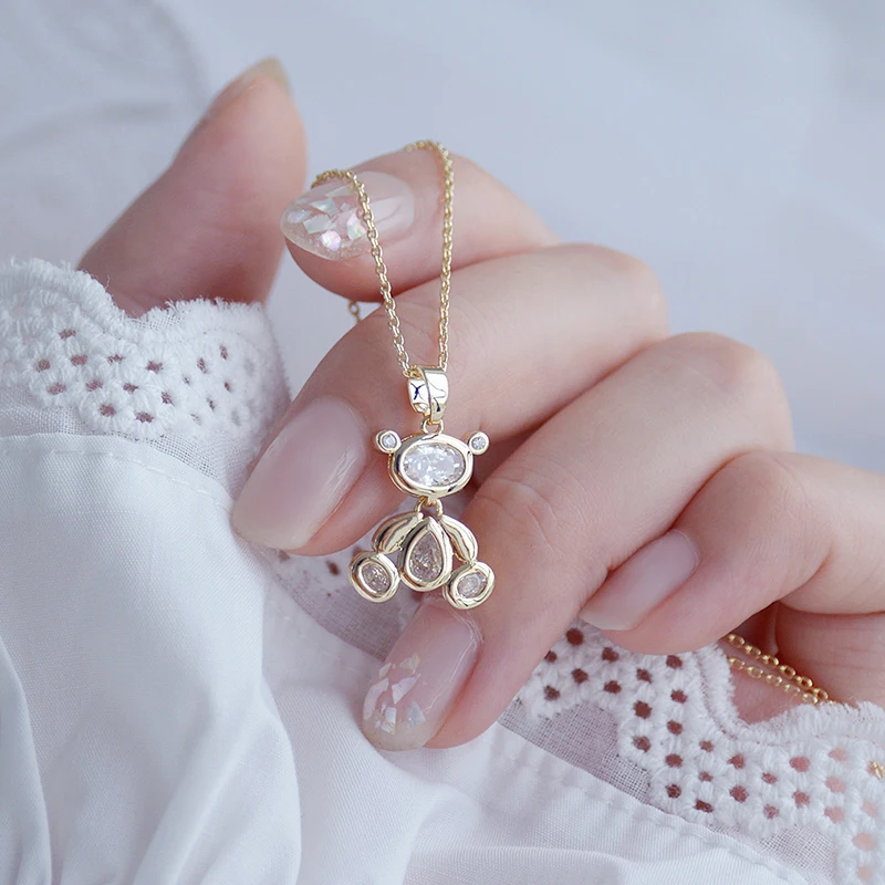 

14k позолоченный с милыми животными, ожерелье для женщин, блестящие Bling AAA Циркон женская цепочка с кулоном очарование кулон ювелирные издели...