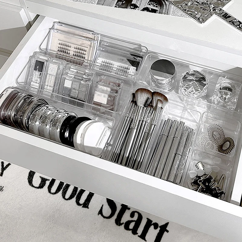 Прозрачная коробка для хранения косметических кистей макияжа