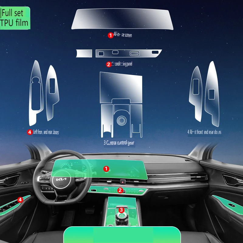 Прозрачная пленка из ТПУ для Kia Sportage 2023 наклейка салона автомобиля консоль