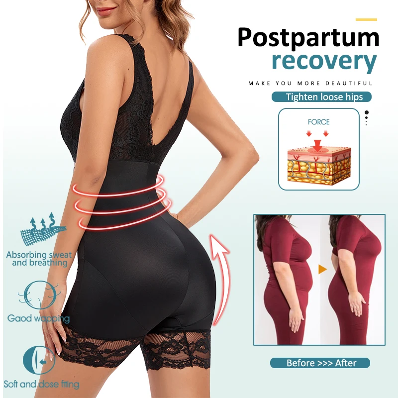 Full Body Shaper for Women Overbust Lace Design Tummy Control Butt Lifter Thigh Slimmer Waist Trainer Slimming Sheath Underwear