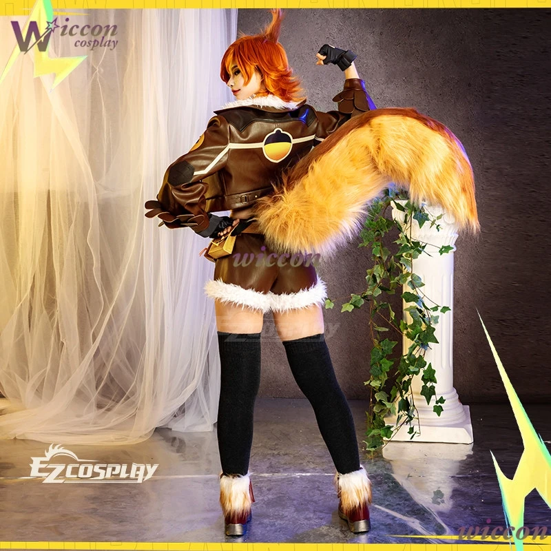 Фото Костюм для косплея KospLAY MV Rivals Squirrel Girl Doreen Green: комплект из искусственной кожи с хвостом, ушками и париком для женщин, для Хэллоуина, карнавала, игровых мероприятий №5